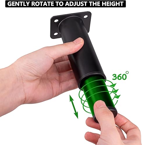 Miniatura 2 de 4 patas ajustables de metal para muebles, de 5.9 a 10.6 pulgadas, patas de soporte de repuesto de altura ajustable, patas de gabinete de sofá para