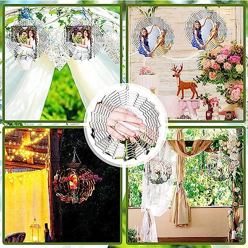 3D-Windspiele aus Aluminium | 3D-Aluminiumrohlinge für Sublimationsdekor,Doppelseitige 3D-Hängedekoration aus Aluminium, kreisförmige windbetriebene kinetische Skulptur – Bild 3