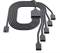 Vista 1 de Cooler Master Cable divisor de sincronización LED ARGB de 1 a 5, compatible con funda RGB direccionable de 3 pines, enfriador líquido, placa base