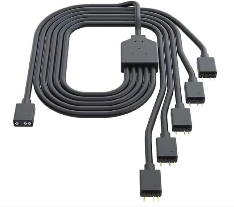 1-to-5 ARGB Splitter Cable / 5V - Support 3-pin Addressable RGB - LED Sync Cable for MasterFan/MasterLiquid ARGB Series Support(ARGB 1-to-5 Splitter)