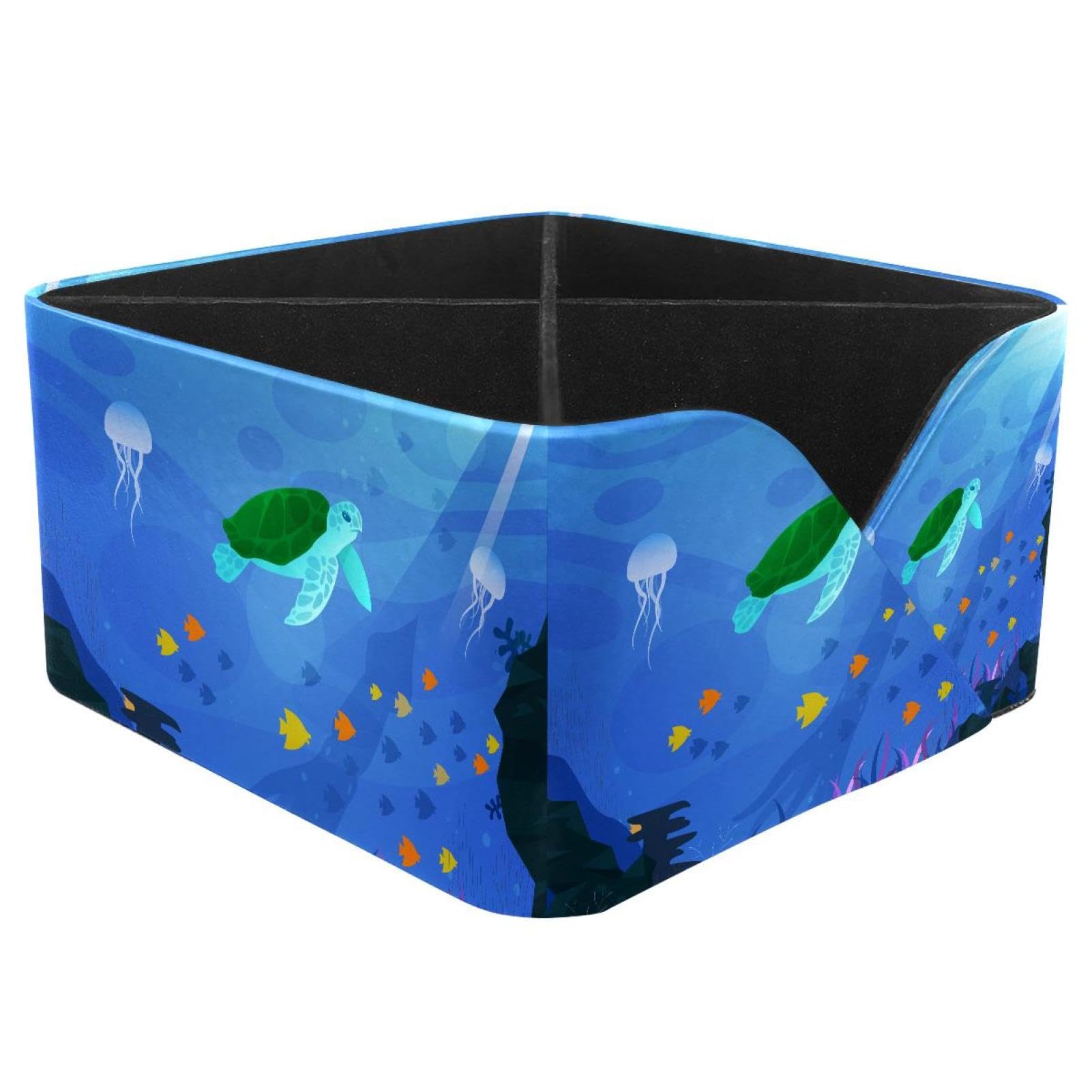 KengjuTesu Green Turtle Underwater Desktop Organizer Pen Holder, Rectangular Pencil Cup for Office, Study and Makeup Stations