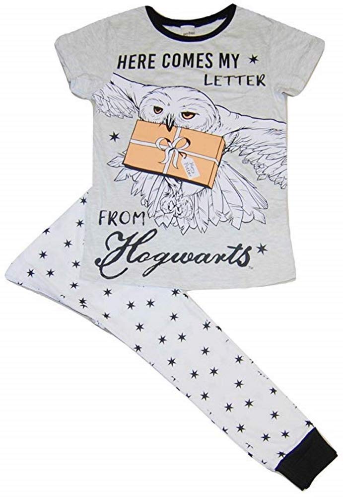 Lora Dora Women's Light Grey Character Pyjamas Novelty Pjs Harry Potter Letter Uk 12-14