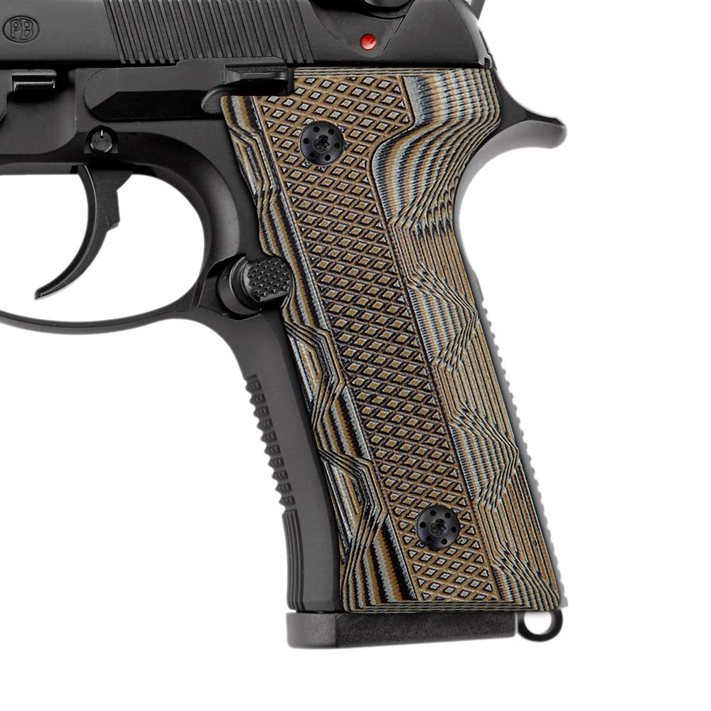 Cool Hand G10 Grips for Beretta Vertec, M9A3, 92X Centurion, Custom Black Screws Included, Mild Aggressive Iron Texture, 0.28'', 4 Colors for Your Chioce