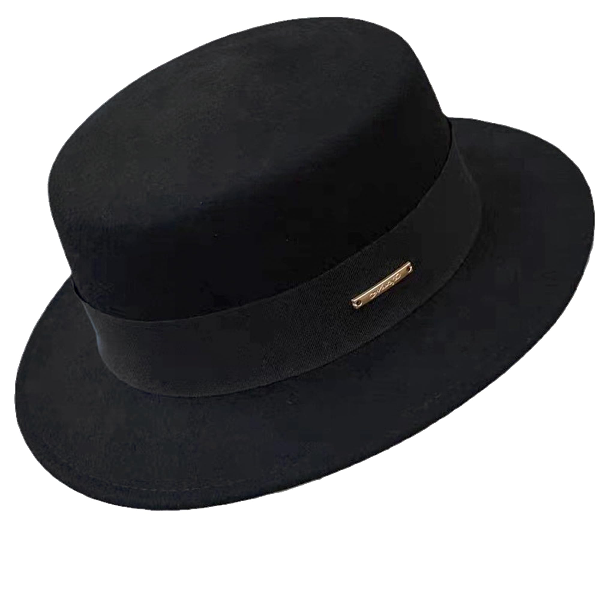 Boater Hat Flat Top Fedora IZUSClassic Flat Top Fedora Hat Wool - Main Image