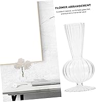 Vista 5 de Jarrón de vidrio a rayas, jarrón de vidrio transparente, florero grande artístico, jarrón de mesa de cristal, centro de mesa de comedor, centros