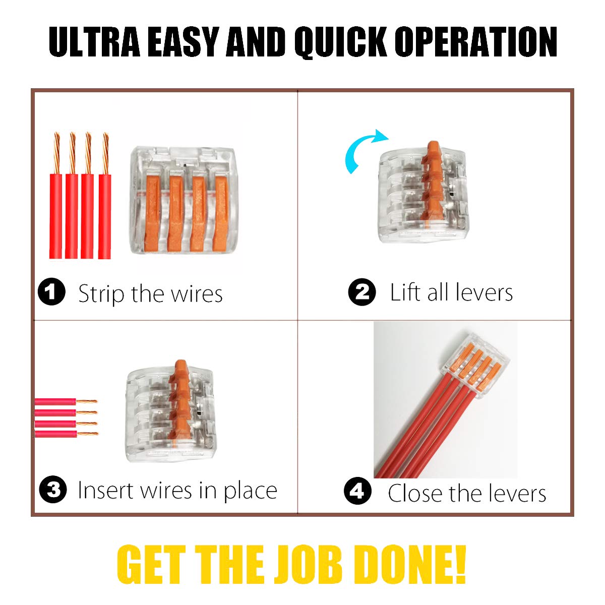 Connecteur De Fil Compact, CTRICALVER 12pcs 4 Ports Conducteur Compact Fil Connecteurs Ressort Bornier Kits De Et Clip De Montage