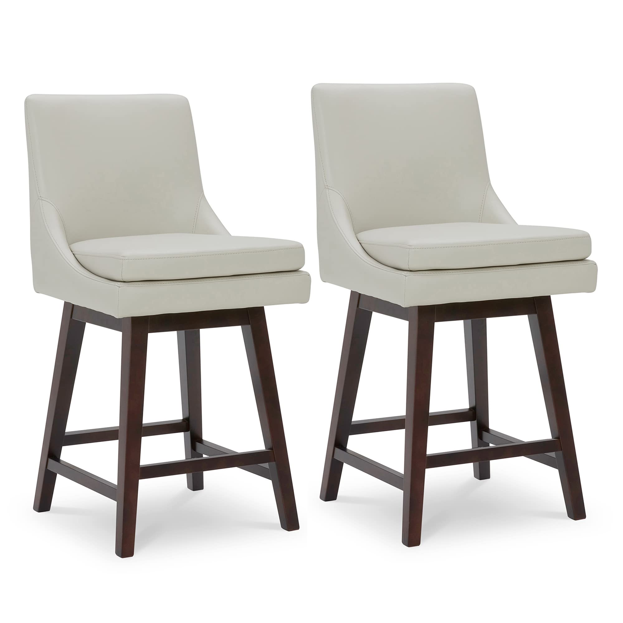 CHITA Counter Height Swivel Barstool with Back Set of 2, Upholstered Faux Leather Swivel Bar Stool, 26.8