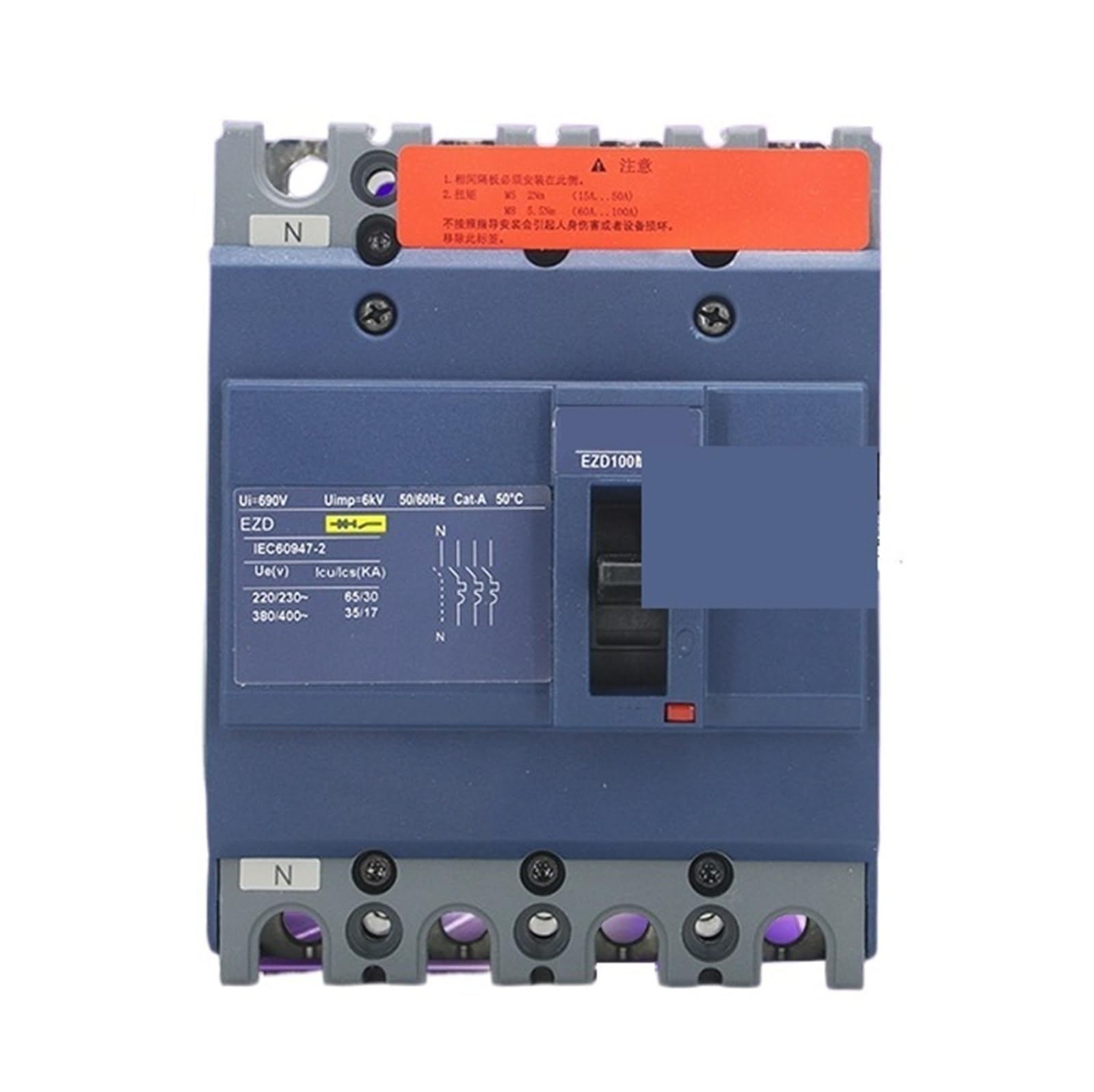 EZD100M4080N Interruptor de caja moldeada con diseño tetrapolar compacto 2