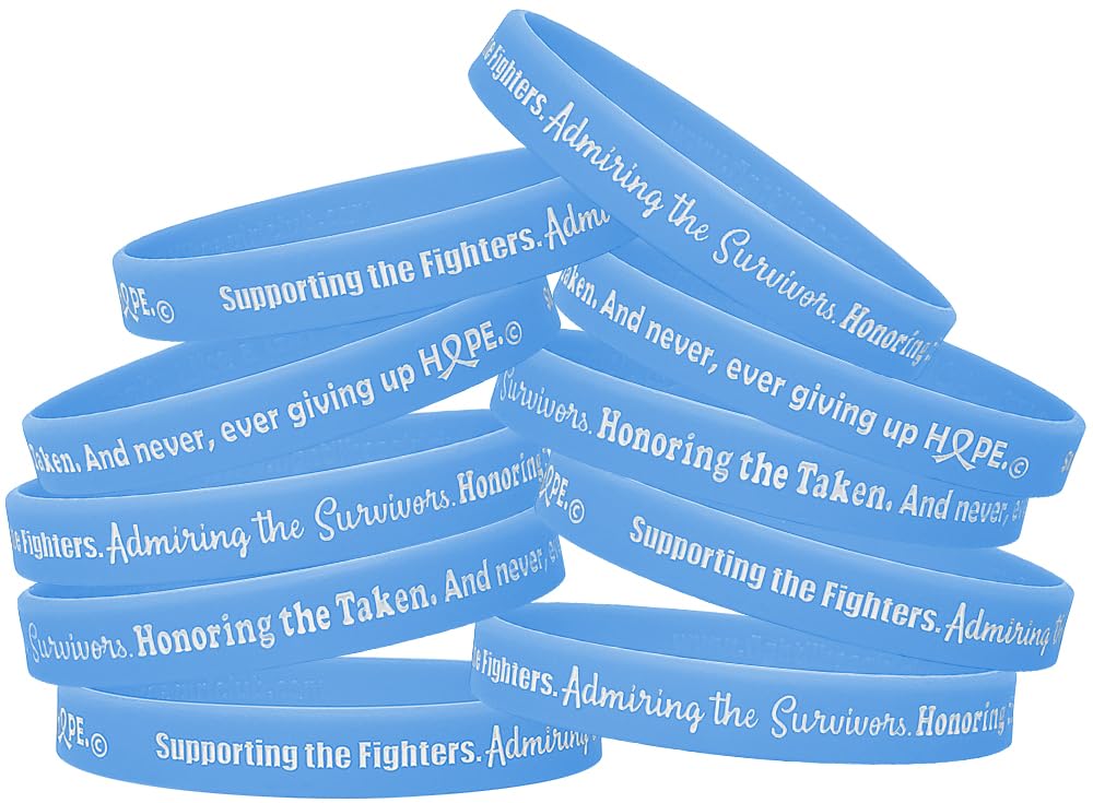 Supporting, Admiring, Honoring Silicone Wristband Bracelet for Prostate Cancer, Graves' Disease Awareness - Light Blue (10 Pack)