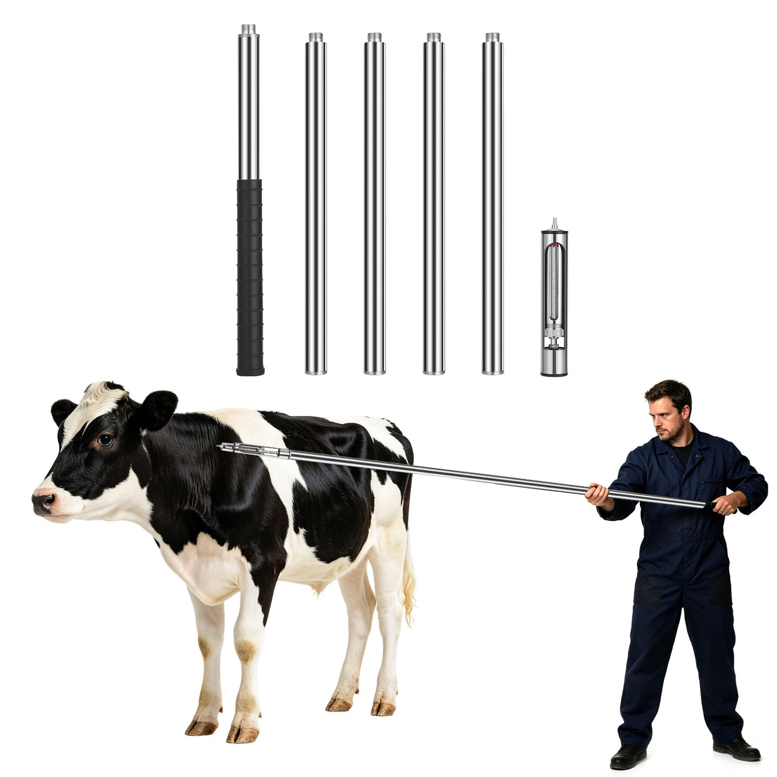 Aiupuyer Gun Continuous Dosing Device, Drench Gun Adjustable Dosing Device Veterinary Medicine Dispenser Husbandry Autonomous Feeding Tool, for Bull