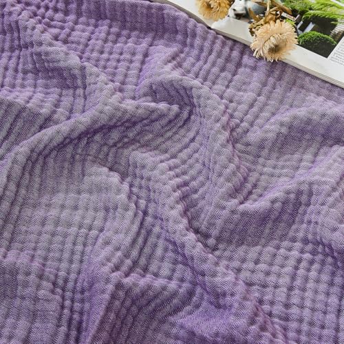 Image of EMME Cotton Muslin Large Throw Blanket Couch Breathable Gauze Soft Lightweight Bed Blankets Adults (Heather Purple, 50 inchx70 inch)