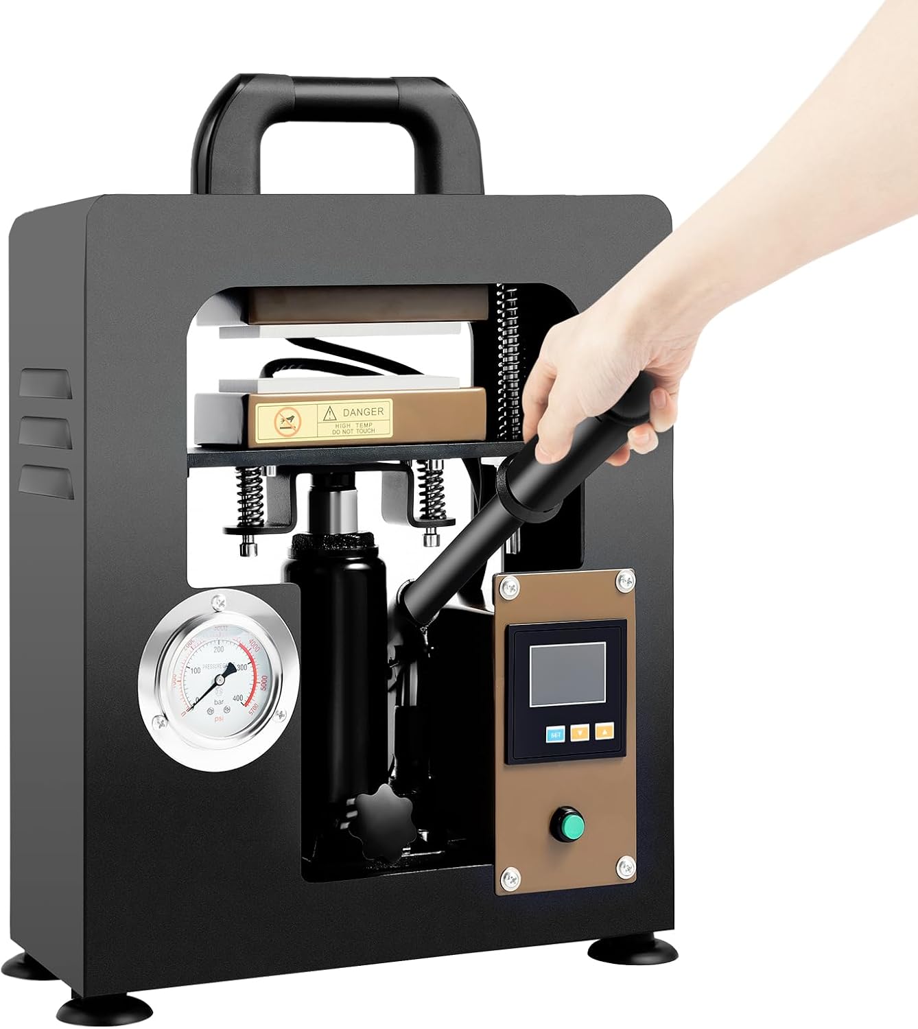 Prensa Térmica Hidráulica Manual 10 Ton 900W, Placas 2.4''x4.7'', 110V