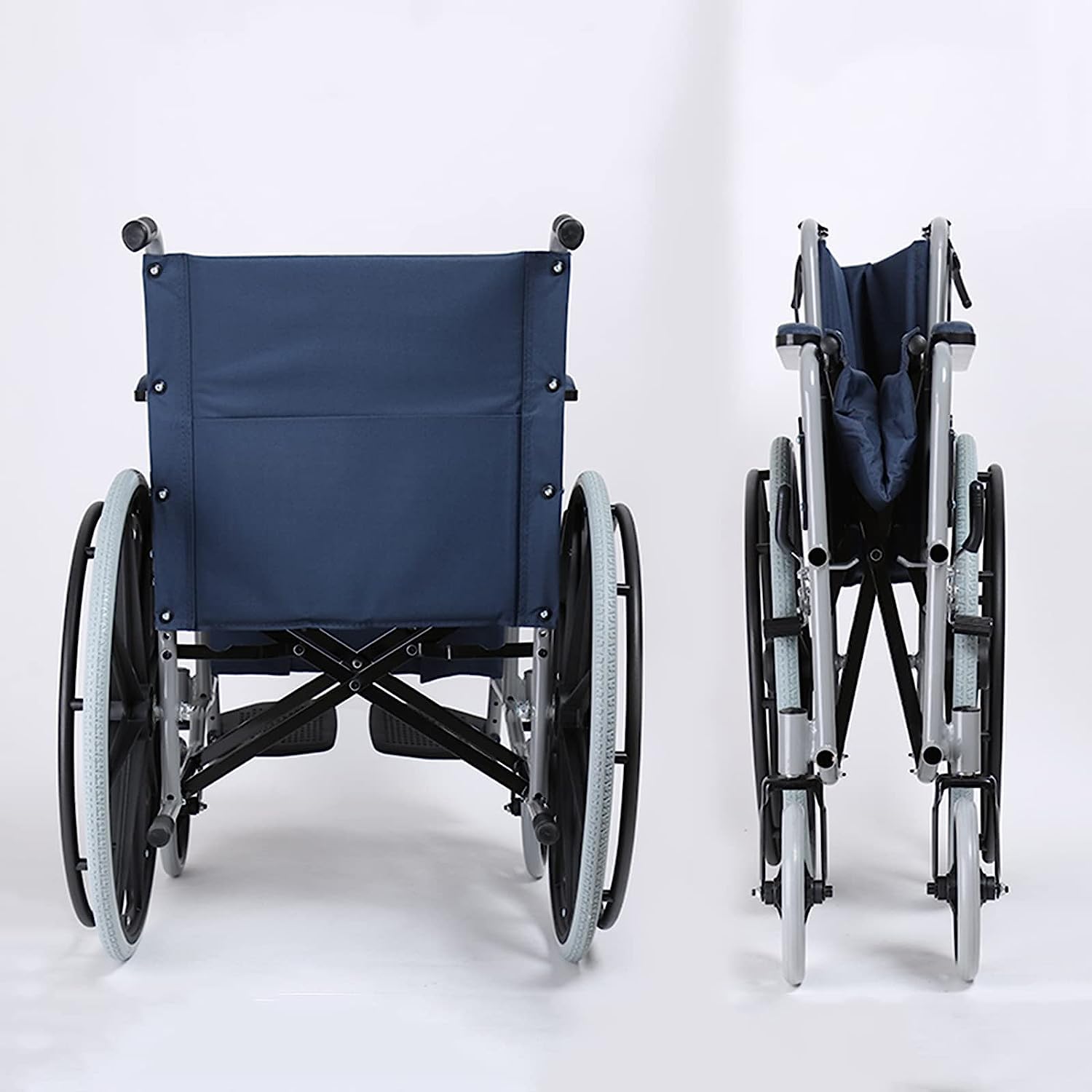 Silla de Ruedas Manual Ligera Silla de Ruedas de Transporte Plegable con Freno de Mano Silla de Ruedas Autopropuldeo Al Carbono para Adultos