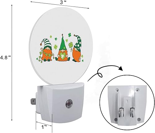 Miniatura 2 de Axayaz Gnomo con hoja de trébol y corazón, enchufable, luz nocturna, duendes irlandeses, trébol verde, día de San Patricio, lámpara LED de ahorro de