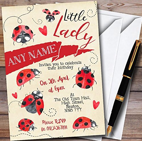 Vinatge Ladybird Personalized Childrens Party Invitations