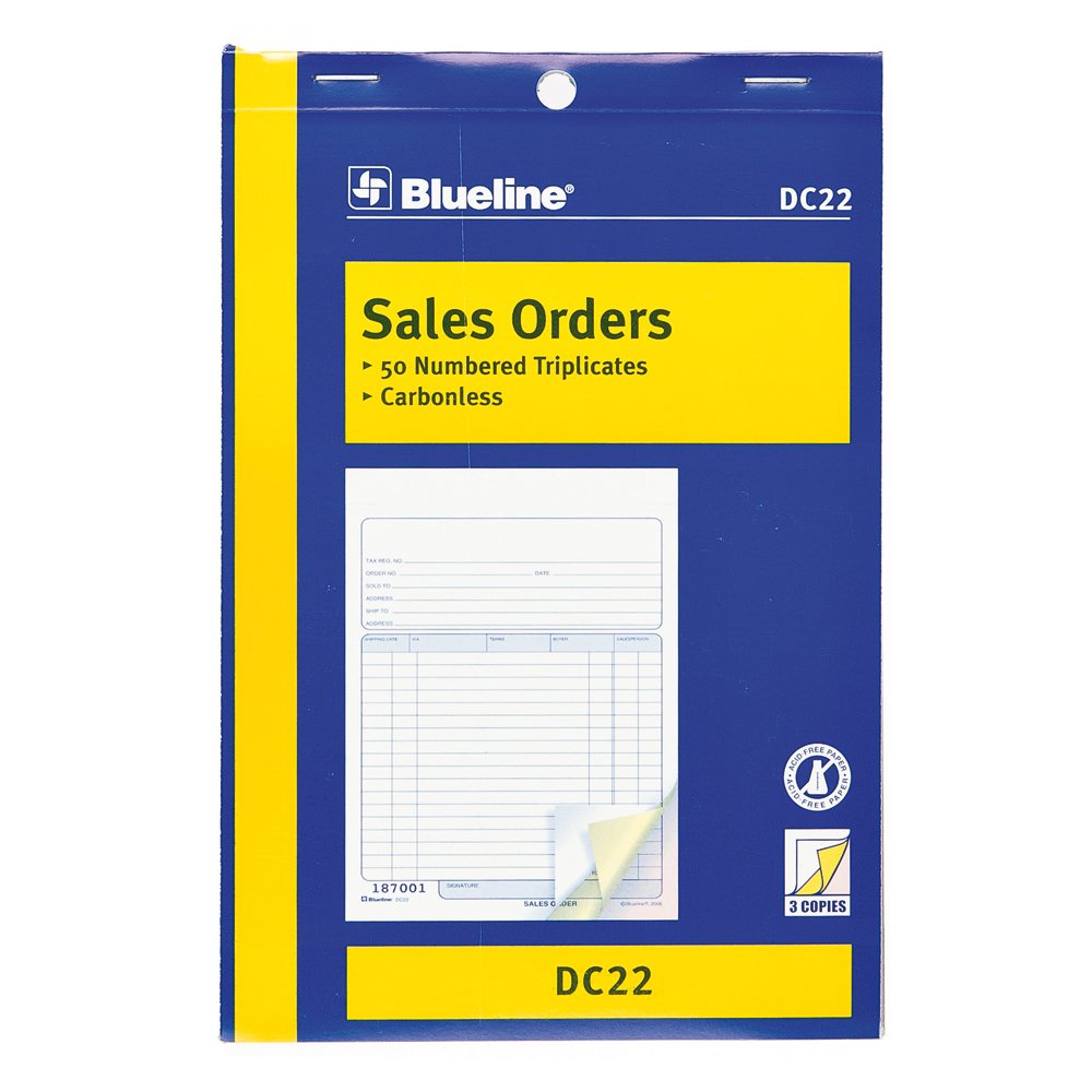 Blueline Sales Orders, 50 Carbonless Numbered Triplicates
