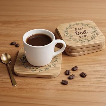 Dad Coaster, dad Gifts Coaster, Durable Drink Coasters can be used with Mugs, Teacups Glasses for Dad‘s Gifts for Anniversary, Christmas, Birthday, Best Dad Ever