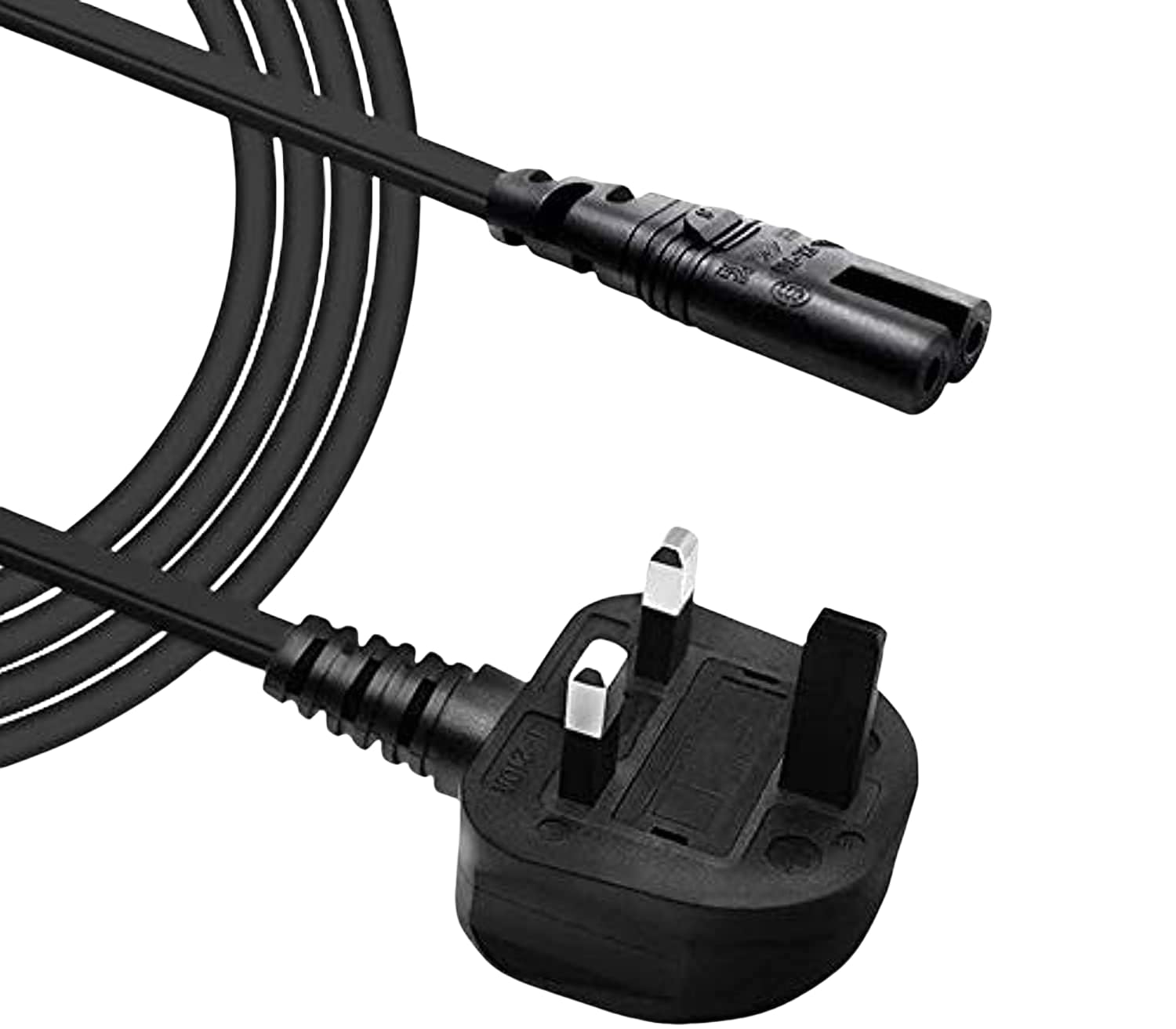 BENSN 2 Pin Mains Power Lead Figure 8 IEC C7 Cable for Samsung/LG/Sony/Sharp/LED TV/PS4/PS3 and HP ENVY/OfficeJet/Dymo LabelWriter Printer（1.2m / 5FT）