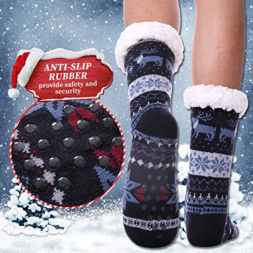 DYW Mens Fuzzy Slipper Socks Warm Thick Heavy Thermal Fleece lined Fluffy Winter Non Slip Socks4