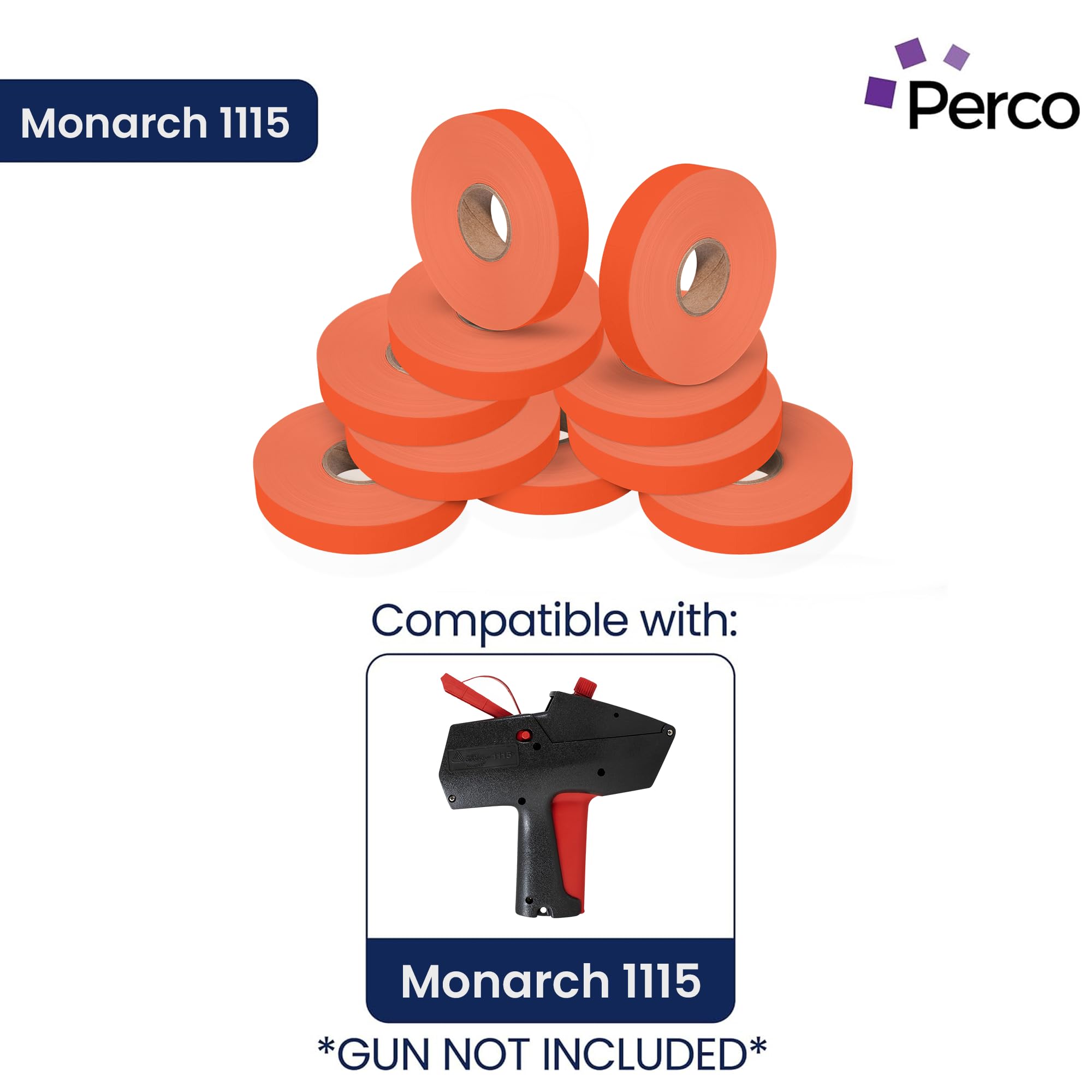 Fluo. Czerwone etykiety cenowe dla Monarch 1115 Prix Gun - 4 rękawy, 60 000 etykiet cenowych - z wałkiem bonusowym tuszem