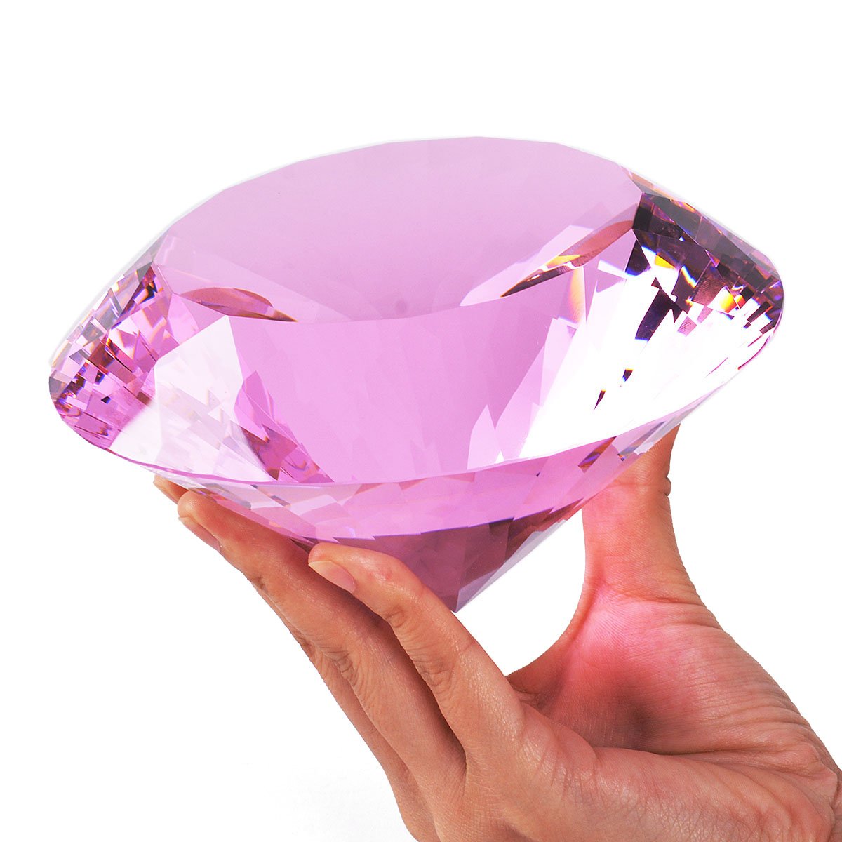 Kristalldiamant-Briefbeschwerer von Longwin, 150 mm breit, als Dekoration für zu Hause oder für Veranstaltungsorte, in einheitlicher Farbe., rose