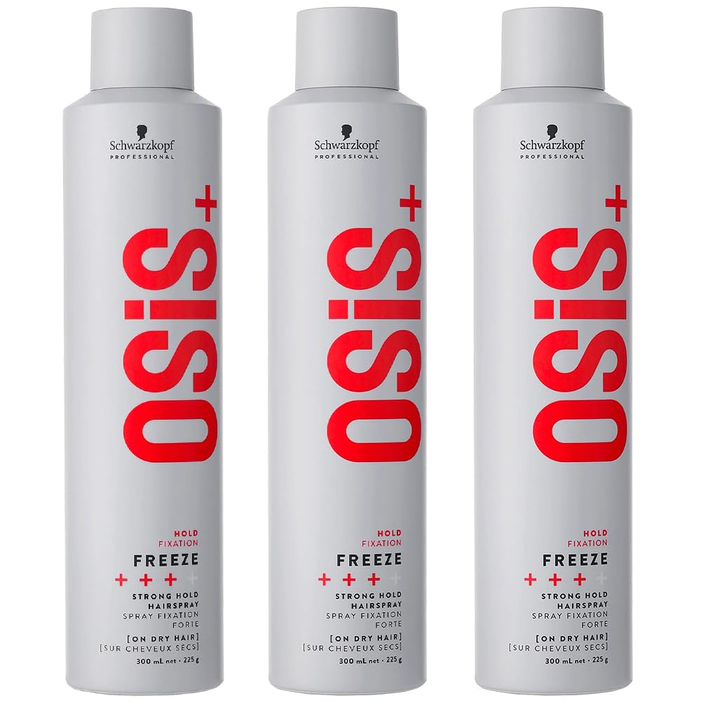 Schwarzkopf Professional OSiS Freeze saç lakası, uzun süreli, pürüzsüz görünüm, nem önleyici, termal koruma, güçlü sabitleme, 300 ml – 3 adet