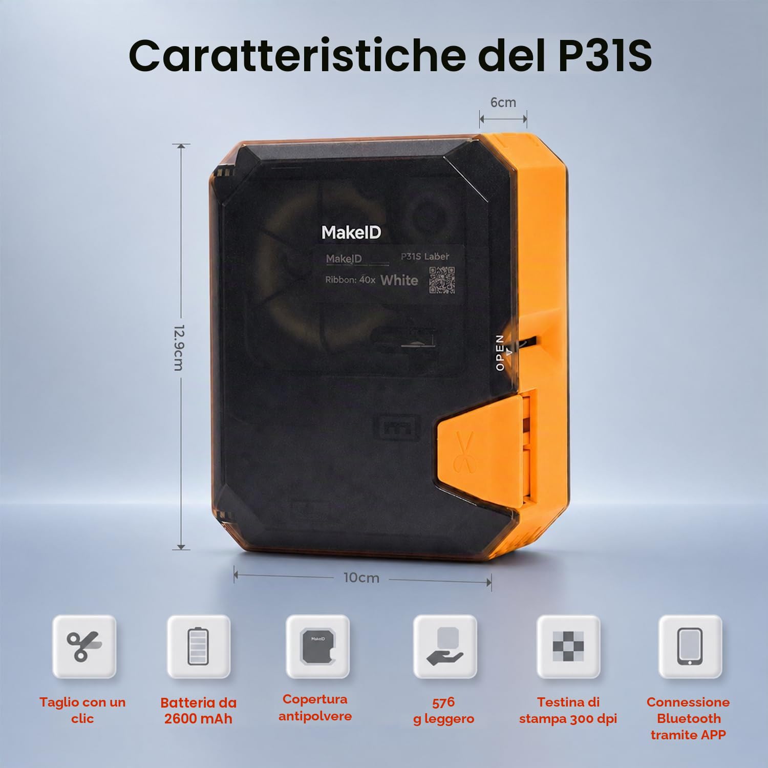 Makeid P31S Etichettatrice Industriale Autoadesiva | Etichettatrice a Trasferimento Termico Bluetooth per Cavi e Fili | Batteria 2000 mAh | Per Telecomunicazioni, Uffici e Sale Attrezzi