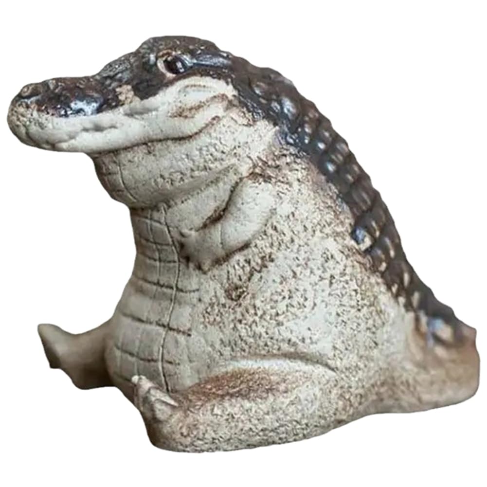 Grendly Alligator Statue Ornament, Mini Crocodile Ornaments Resin Decoration Ornaments Tea Pet Alligator Baby Statue Garden Animals Figurine