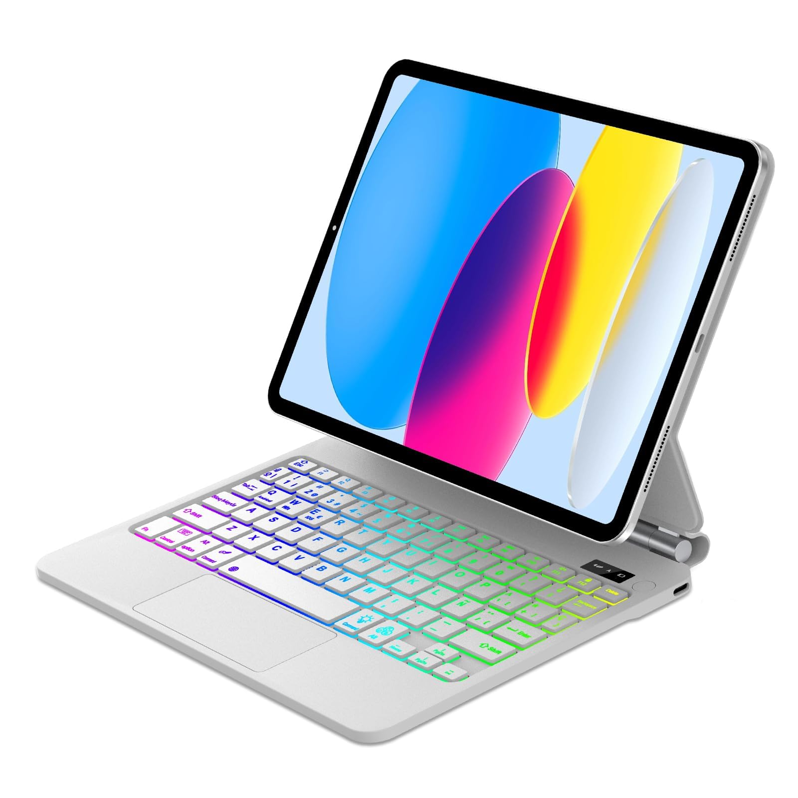 Magic Keyboard for iPad A16 11a Gen 2025/10a Gen 2022, Soporte Magnético Flotante y Panel Táctil Multitáctil de Precisión, Funda Teclado con Retroiluminado for iPad 10th/11th Gen 10.9/11 inch, Blanco