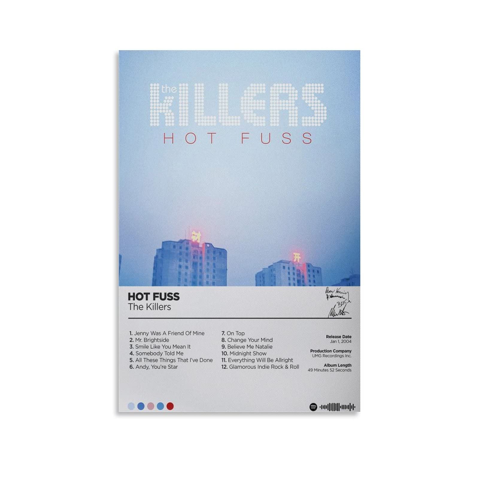 The Killers - Hot Fuss Music Gifts Decor Tracklist Poster Canvas Wall Art Print Modern Family Bedroom Decorative Painting 08x12inch