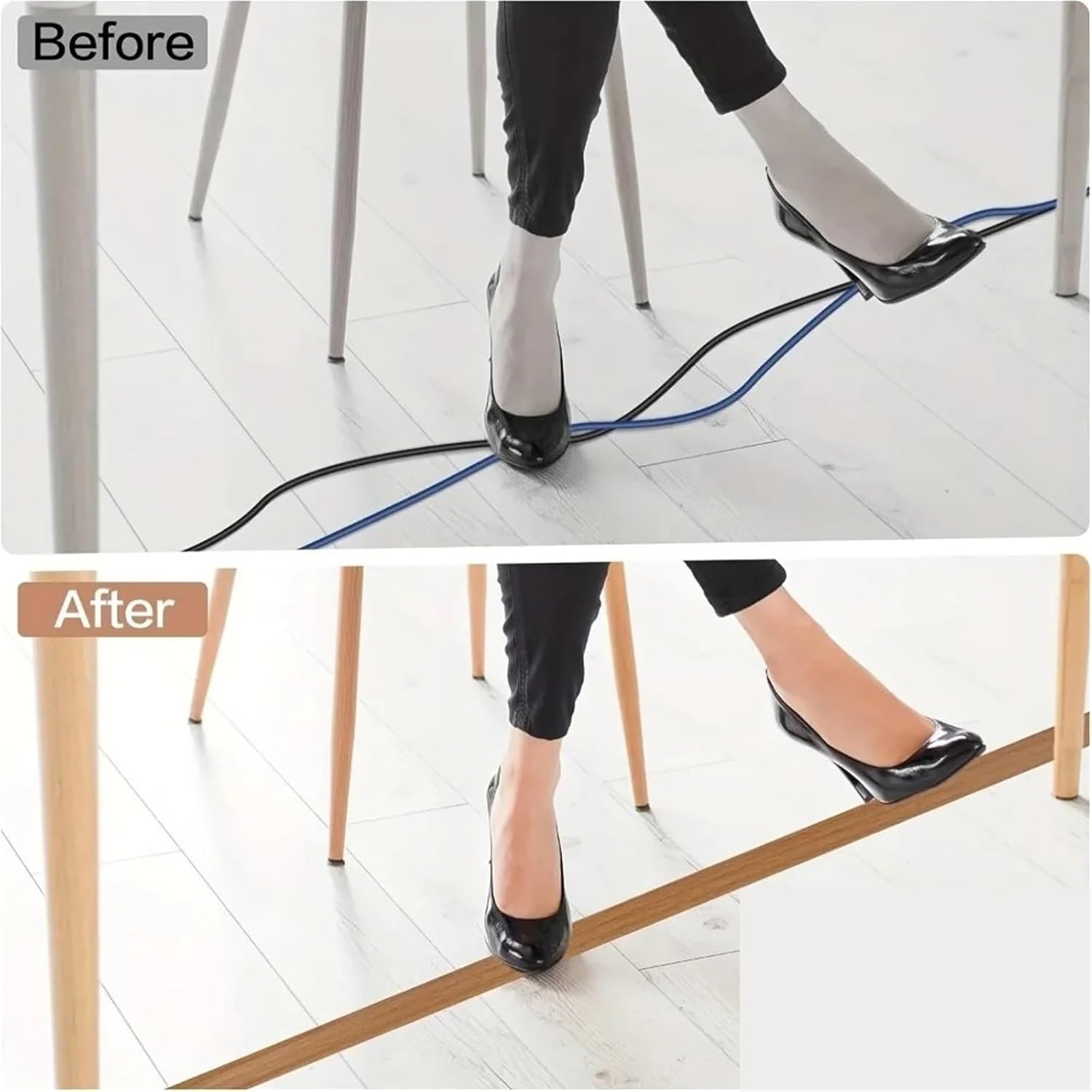 4.0M Floor Cord Cover PVC Cable Protectors Self-Adhesive Cable Protectors Cable Hiding Covers Flexible Wire Duct(Brown)