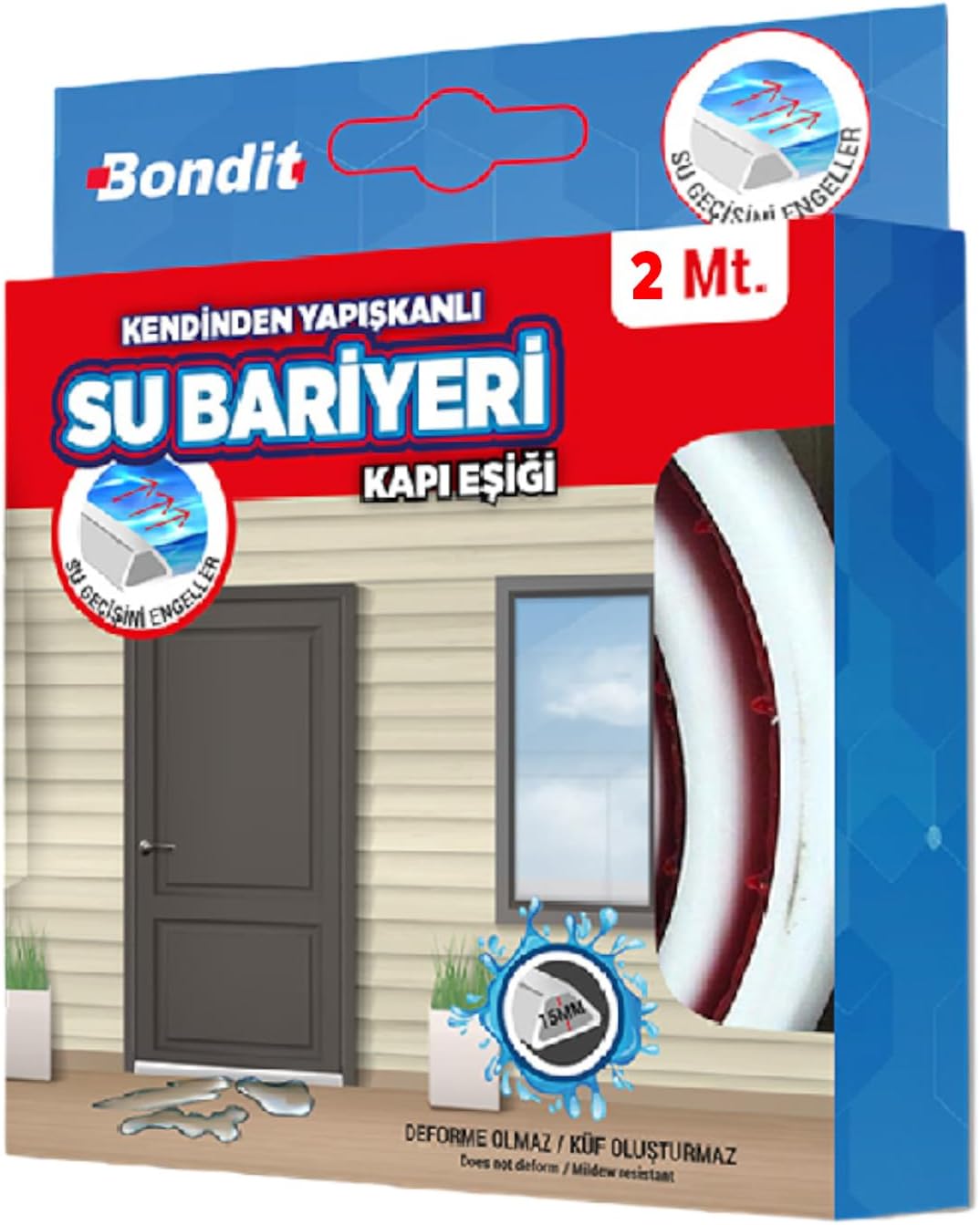 Badem10 Bondit Su Bariyeri Kapı Altı Sızdırmaz Su Tutucu Yapışkanlı Slikon Bant Bandı 2 METRE BND01020015