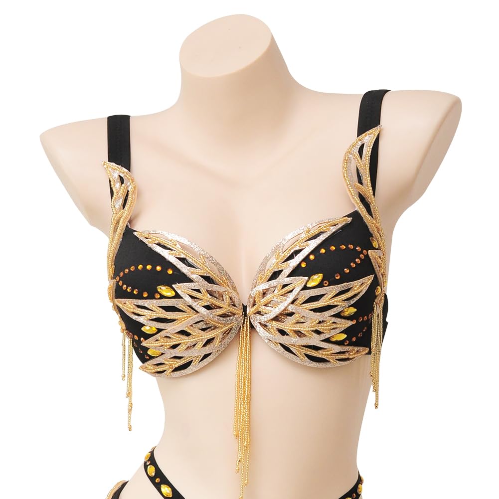 ROYAL SMEELA Abbigliamento per Danza del Ventre Donna Costume di Ballo Orientale Nero Adulto Cintura E Reggiseno con Paillette