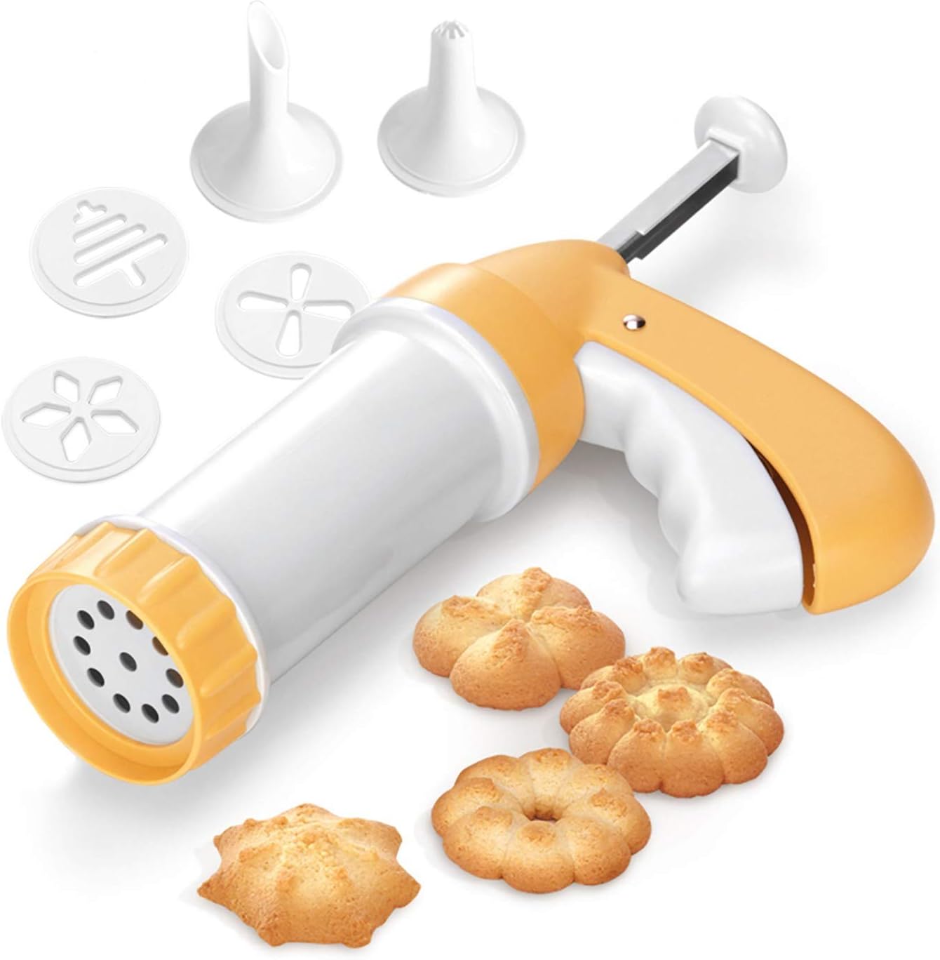 Cookie Press Biscuit Maker Cookie Presses Cheese Dessert Spritz Cookies Press with Disks and Icing Tips, Comfort Grip Cake Decorator Gun Kit