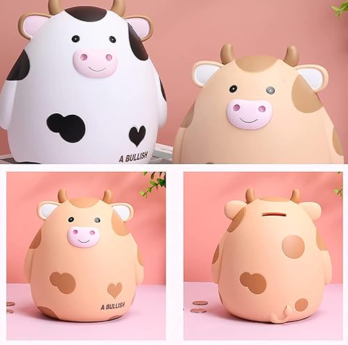 Miniatura 6 de H&W Alcancía de vaca, caja de monedas irrompible para niños, lindo banco de dinero de animales para cumpleaños para niños y niñas, cajas de ahorro