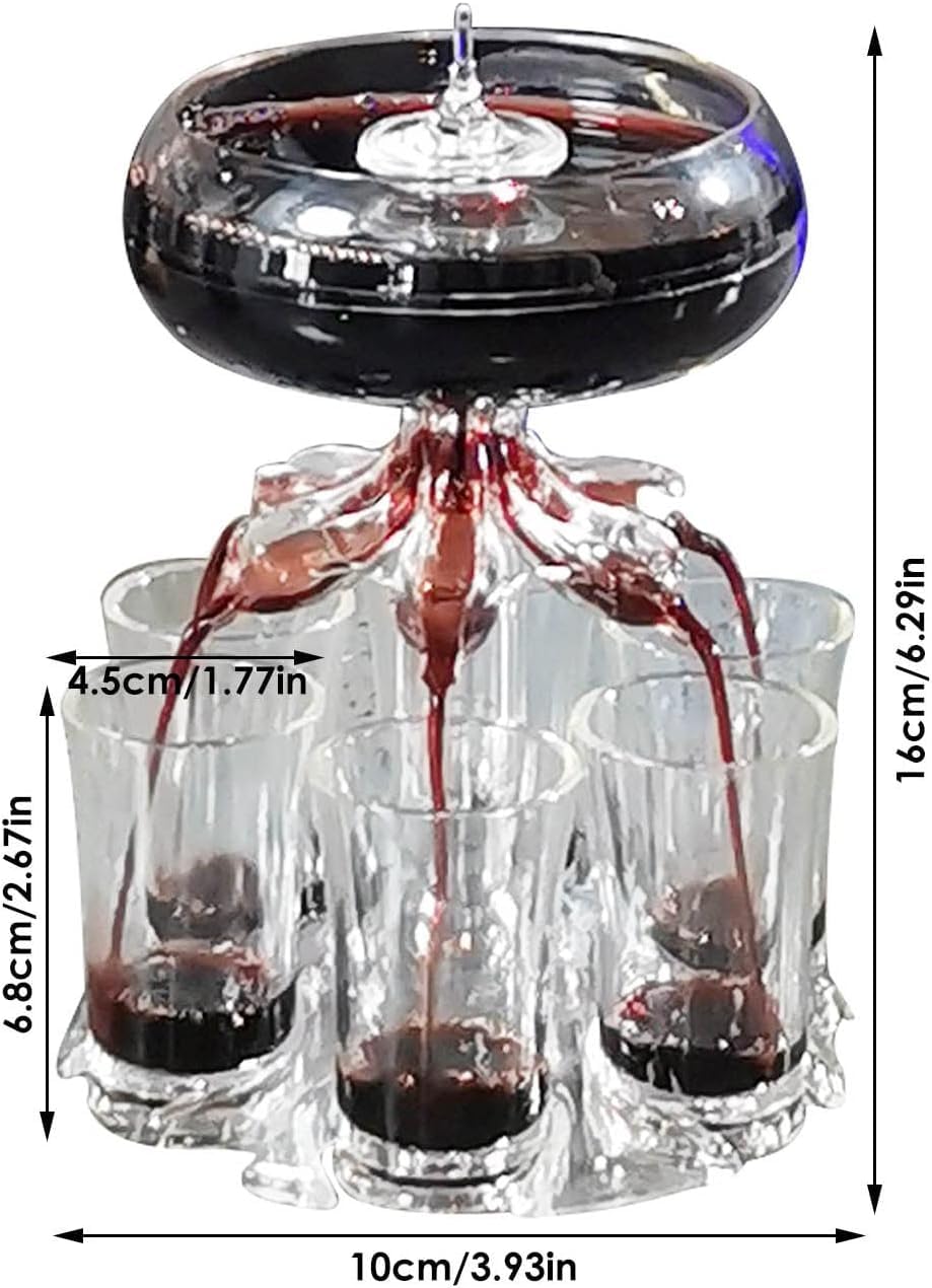Distributeur De Vin en Acrylique avec Support Et 6 Verres à Liqueur, 6 Verres à Shot, pour Service Et Stockage Optimal du Vin chez Soi