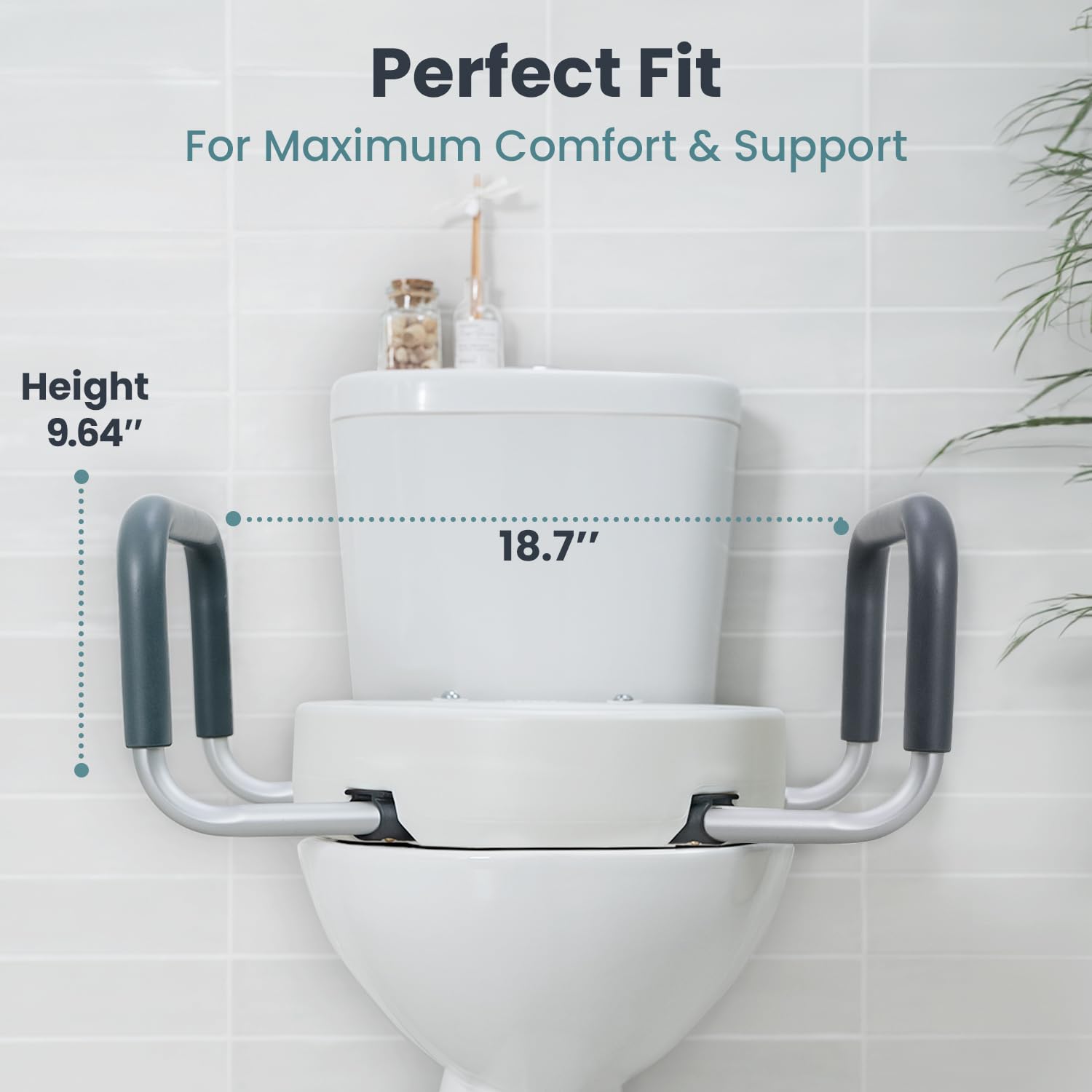 PELEGON Erhöhter Toilettensitz mit Griffen (136 kg) Toilettensitzerhöhungen für Senioren, erhöhter Toilettensitz für Behinderte, Toilettensitz für ältere Menschen und Behinderte, Standardsitz
