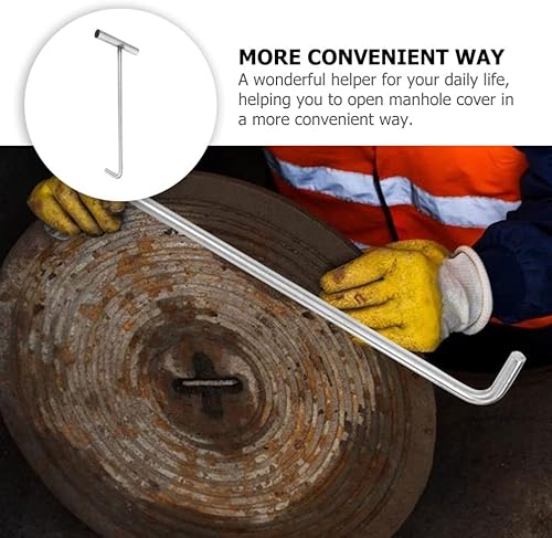 Miniatura 5 de Herramienta de utilidad Gancho de tapa de boca de acero inoxidable Gancho T Herramienta de registro Ganchos de elevación de boca Ganchos de