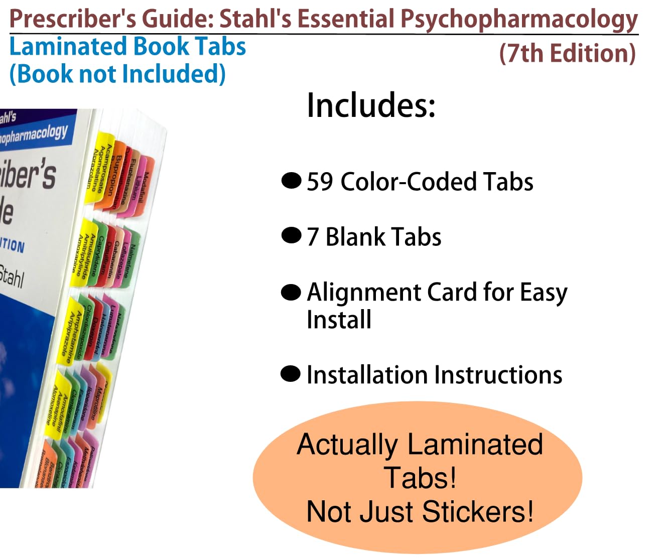 Snapklik.com : Book Tabs For Prescribers Guide: Stahls 7th Edition Laminated, Color-Coded, And ...