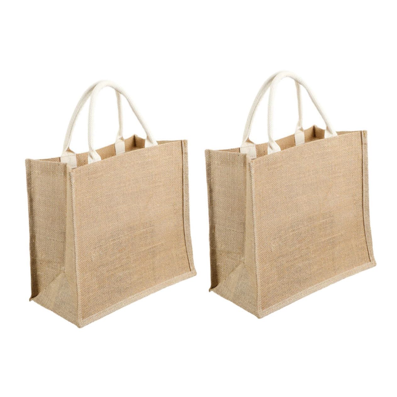 2 pezzi Borsa in Juta Sacchetto Organizzatore in Lino Riutilizzabile Leggera e Resistente Shopper Multiuso per Shopping Quotidiano e Spesa