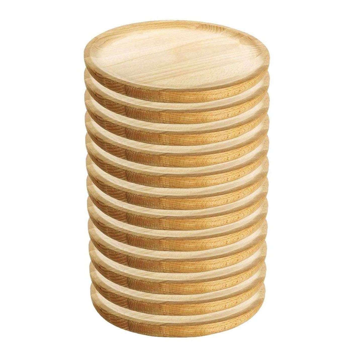 Acan Tradineur - Lot de 12 assiettes en bois spécial poulpe de 24 cm de diamètre, pour la maison ou l'hôtellerie. Set de 12 récipients pour servir des aliments, pour viandes, charcuterie, fromages.