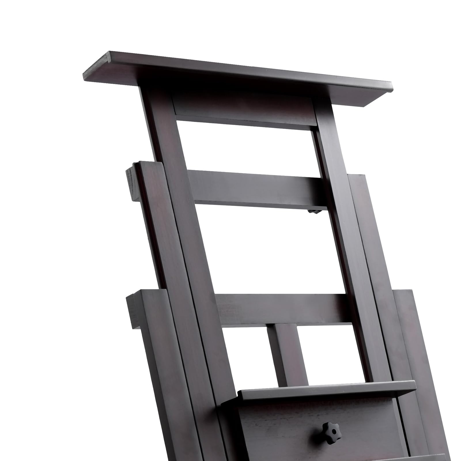 Caballete de madera ajustable en altura 140 – 300 cm, caballete de pintura móvil con ruedas y freno, doble soporte de lienzo, para taller, estudio y hogar (color nogal)