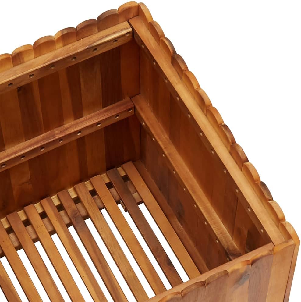 19.7 in Solid Acacia Wood Raised Garden Bed Square Planter Box Outdoor, Rustic Brown Oiled Finish, Drainage Holes, Easy Assembly for Patio Balcony Herb Flower Bed