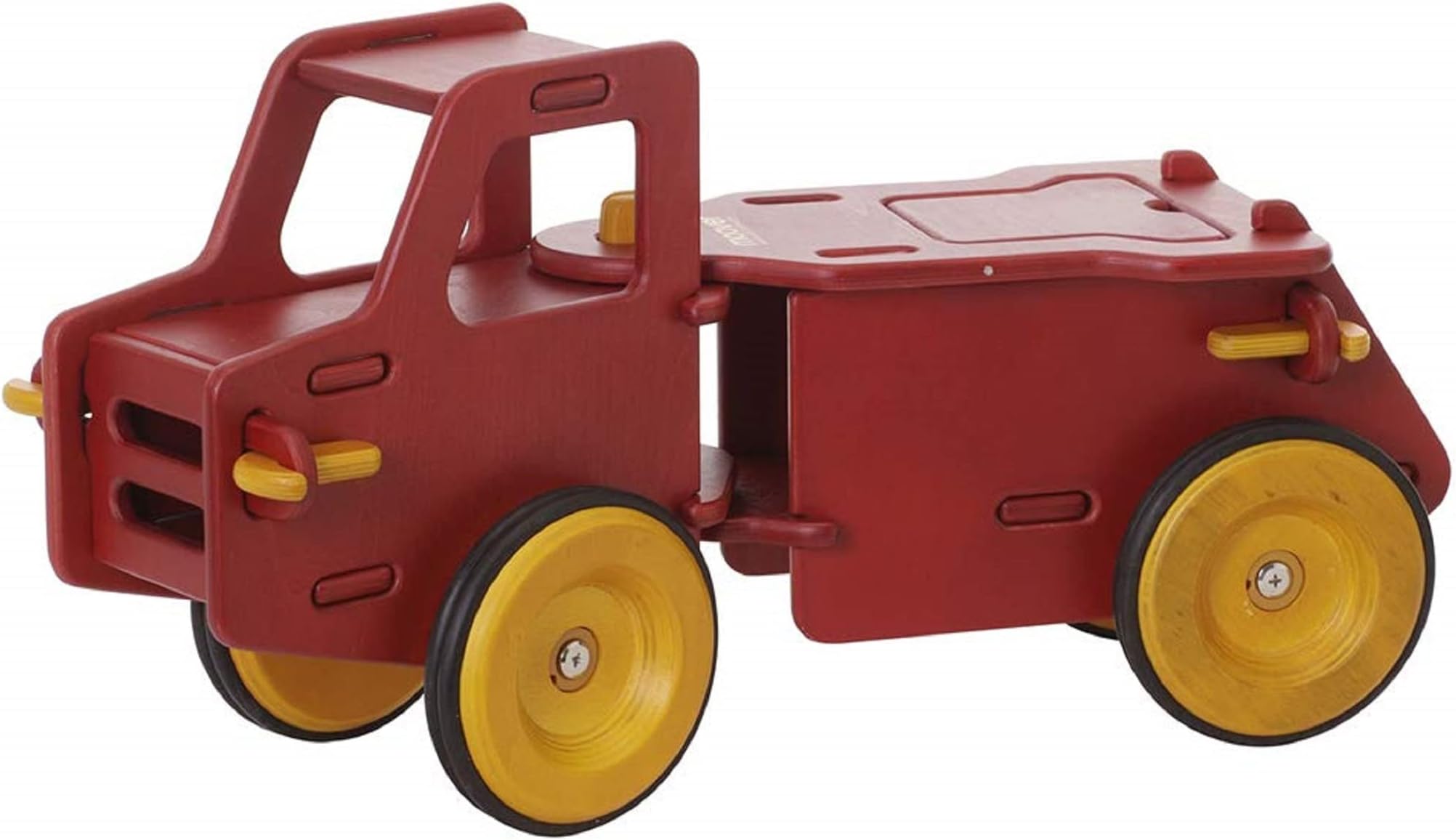 Moover Wooden Dump Truck Ride-On, Suitable for 8 Months - 4 Years old, 48 x 6 x 45 cm, Red and Yellow