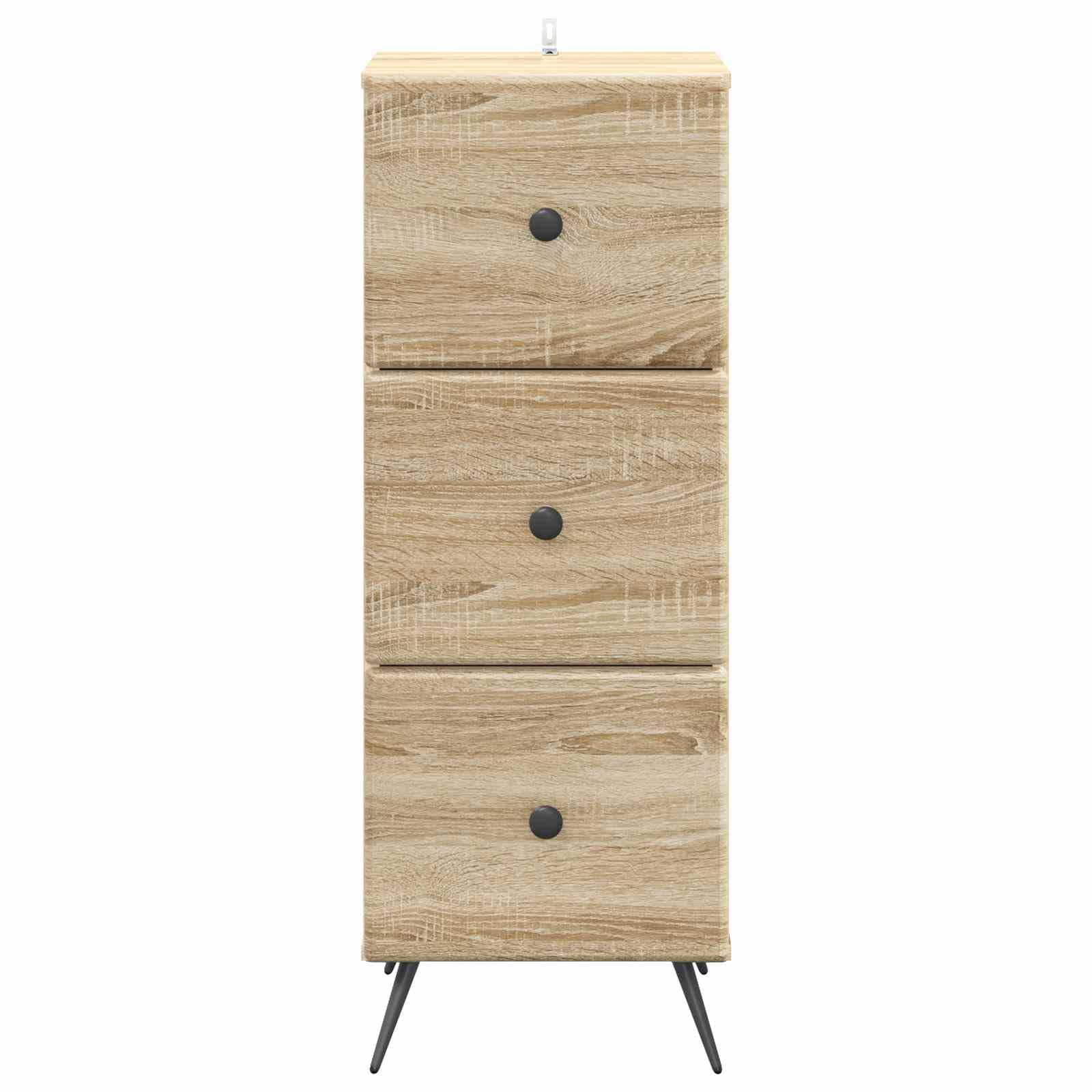 Armoire à tiroirs en chêne Sonoma 33 x 34,5 x 90 cm avec 3 tiroirs et serrure, rangement polyvalent pour bureau, salon, chambre à coucher et couloir