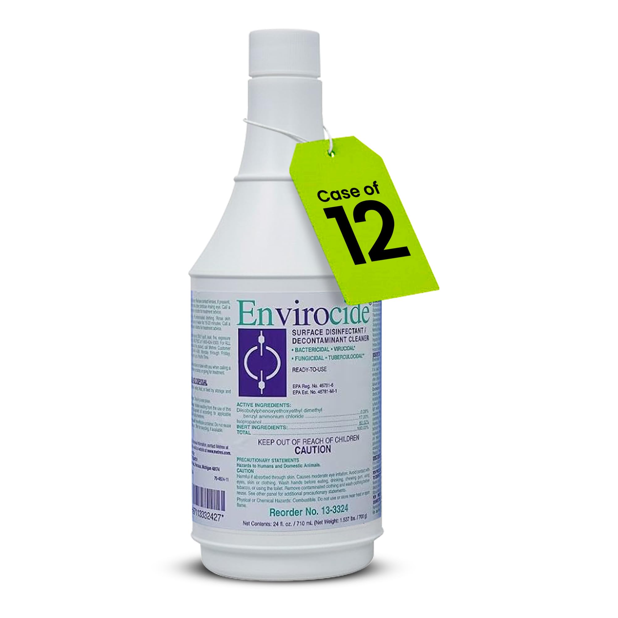 Metrex Envirocide Ready-to-Use Surface Disinfectant Cleaner & Decontaminant – Broad-Spectrum Formula, for Healthcare, Institutional & Facility Surfaces – 24 oz Bottle (Case of 12)