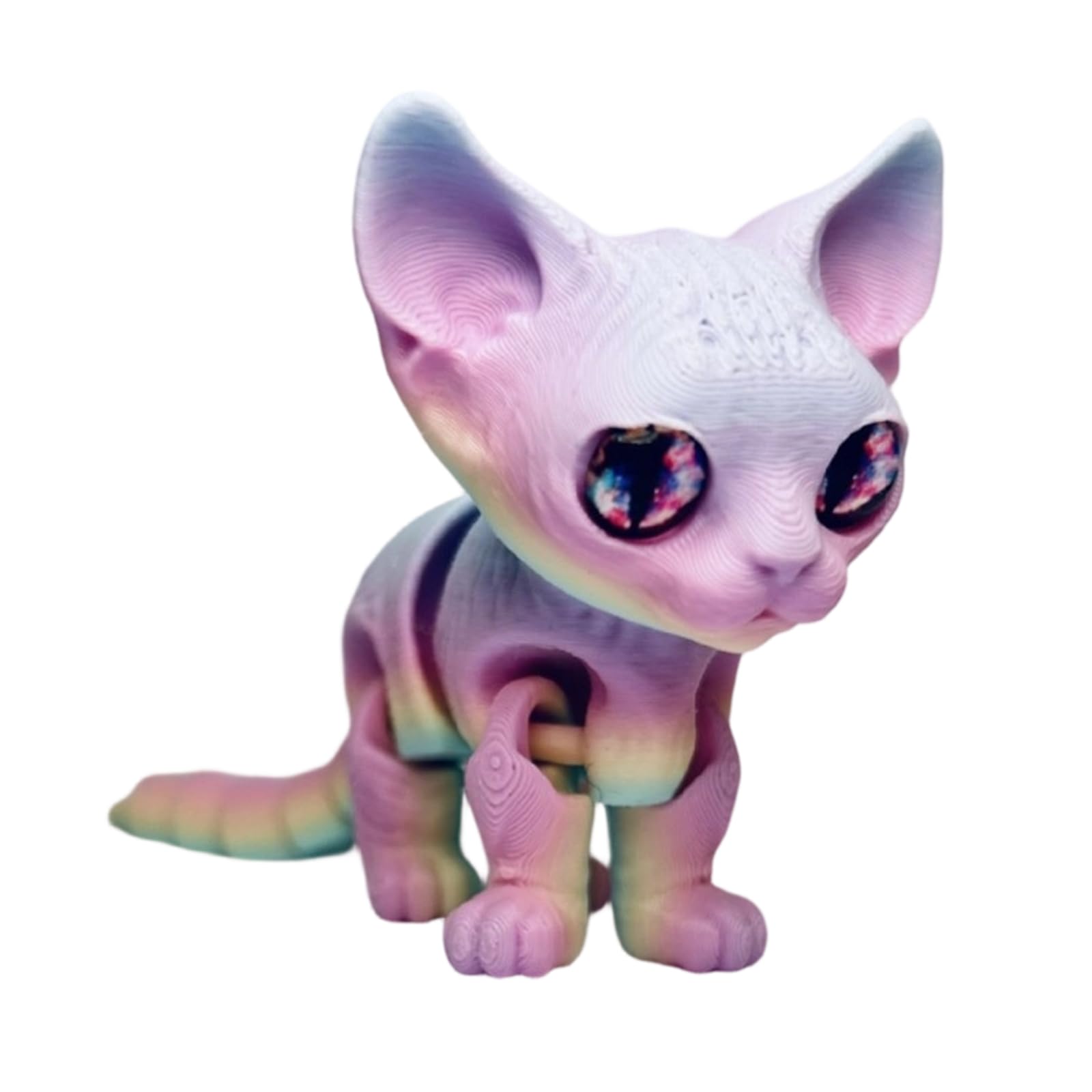 ordinarYone 3D Printed Cat Flexible Joint Articulated Cat Fidgets Toy Desktop Pet Ornament Realistic Hairless Cats Figurines Statues