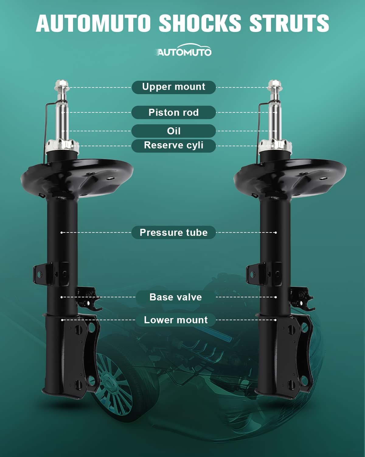 AUTOMUTO Rear Shocks Absorbers - Fits Lexus ES300 (1995-2000), Toyota Avalon, Camry (1992-2001), Solara (1999-2002) - Auto Shocks 334134 (Set of 2 Rear) by AUTOMUTO