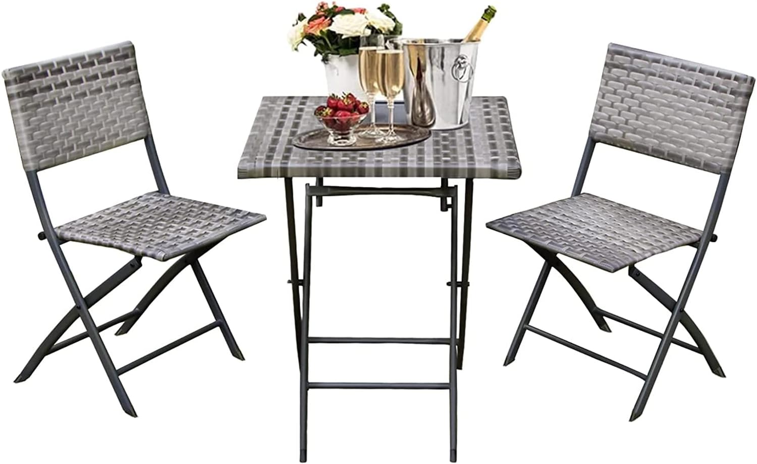 OKSTENCK 3 Piece Bistro Set, Foldable Outdoor Patio Furniture Sets with