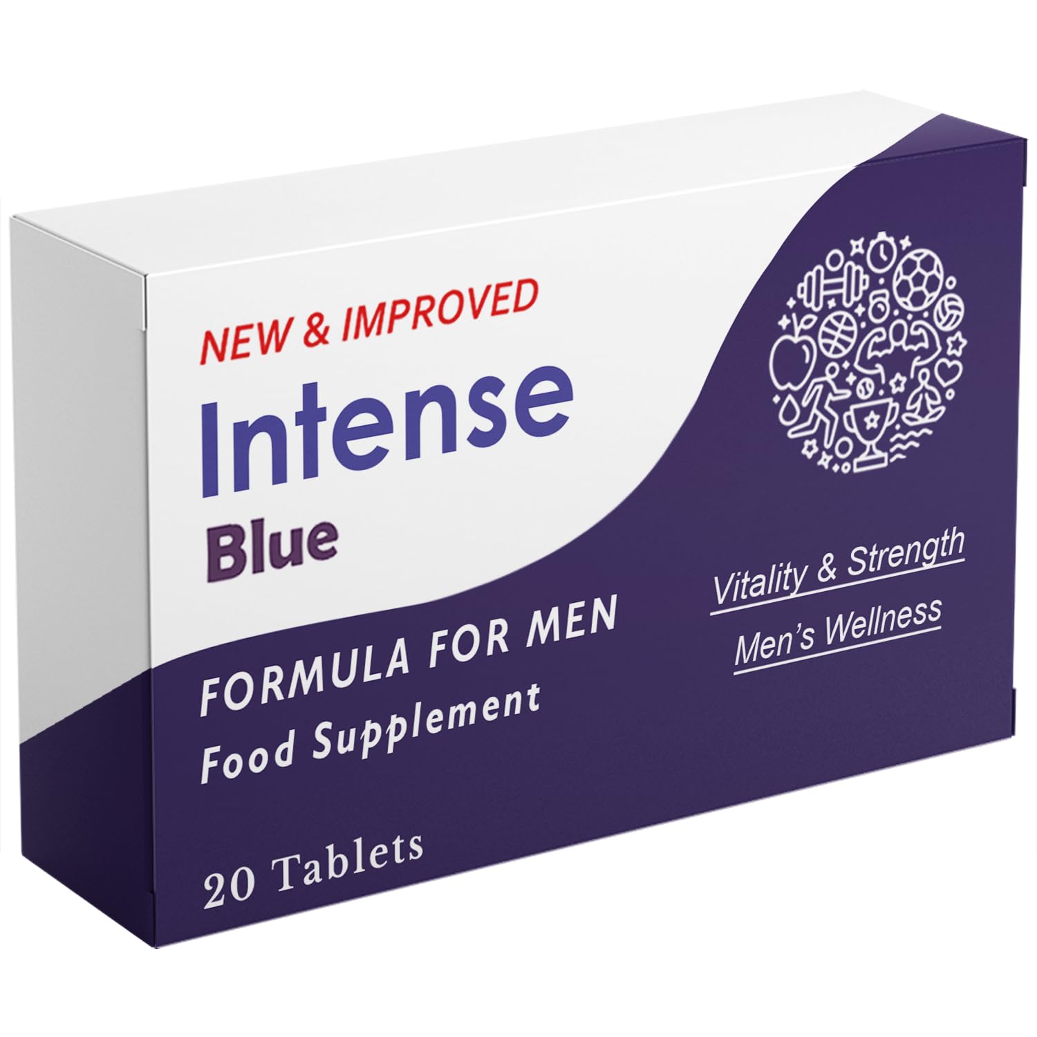 Intense Blue 20 Tablets - Herbal Supplement for Men - Men's Health Support - Korean Ginseng, Tribulus Terrestris - Made in The UK
